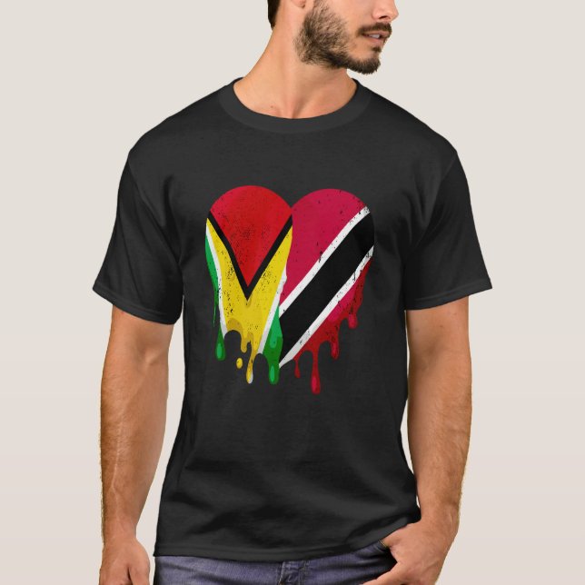 Guatemala Trinidad & Tobago Flag Heart Citizen Pat T Shirt (Framsida)