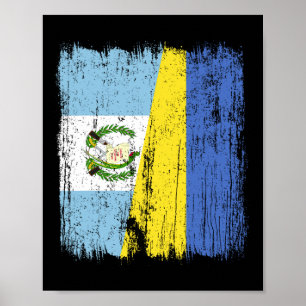 Guatemala Ukraina Halv Flagga Guatemalansk Ukrains Poster