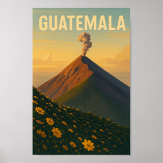 Guatemala Vintage resor Poster - Volcano Wall Art