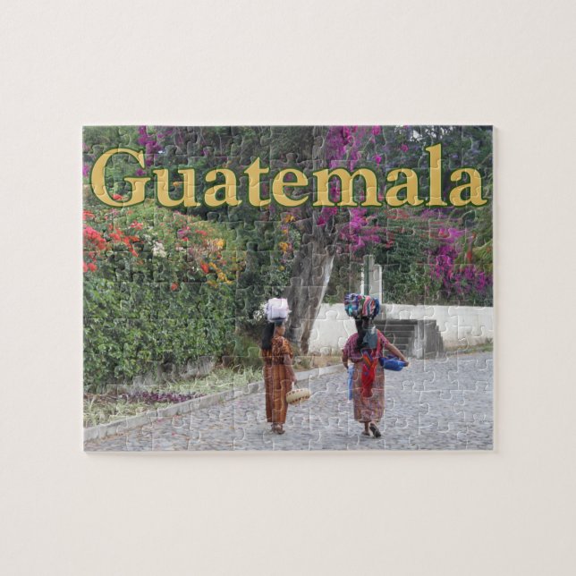 Guatemala Women, Woman, Flowers, Traditional Dress Pussel (Horisontell)