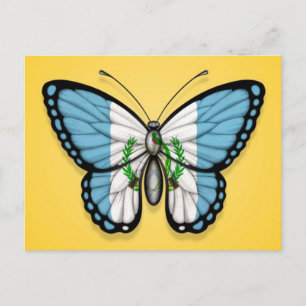 Guatemalan Butterfly Flagga på Gult Vykort