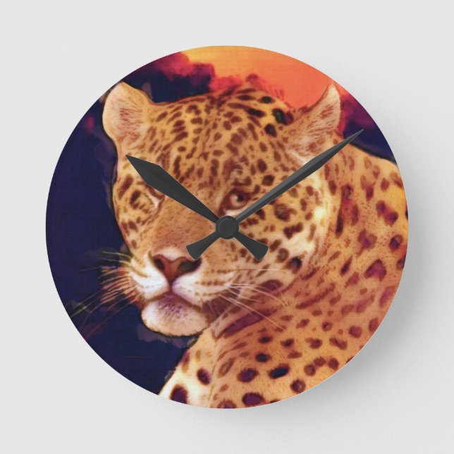 Guatemalan Jaguar Wildlife Wall Clock Rund Klocka (Framsida)