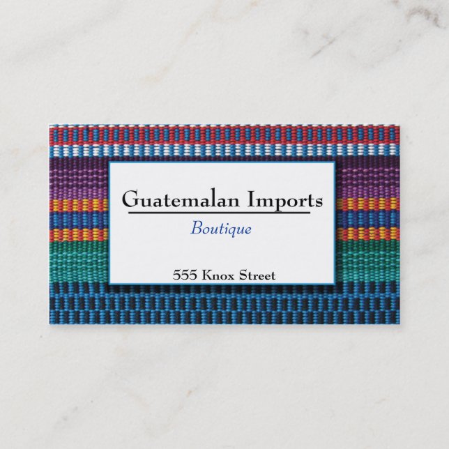 Guatemalanen importerar boutiquen visitkort (Framsida)