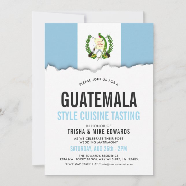 Guatemalas Cuisine| Party Flagga White Inbjudan (Framsida)