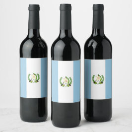 Guatemalas flagga vinflaska etikett