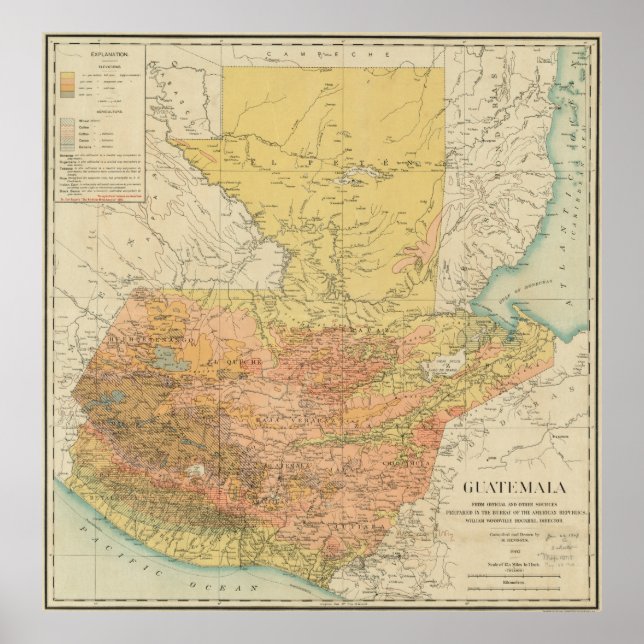 Guatemalas vintage Karta (1902) Poster (Framsidan)