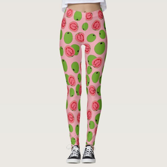 Guava Fruit Mönster Leggings (Framsida)