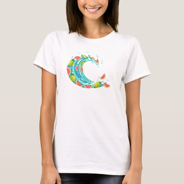 Guava Frukt Ocean Våg Cool Vector Art Design T Shirt (Framsida)