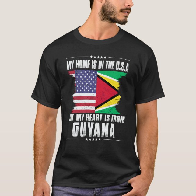 Guayanese American Patriot Grown Proud Home Heart  T Shirt (Framsida)