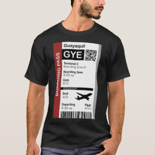 Guayaquil Boarding Pass Flight Destination Biljett T Shirt