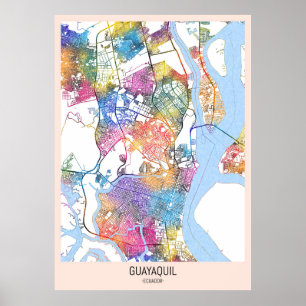 Guayaquil Ecuador City Karta Poster