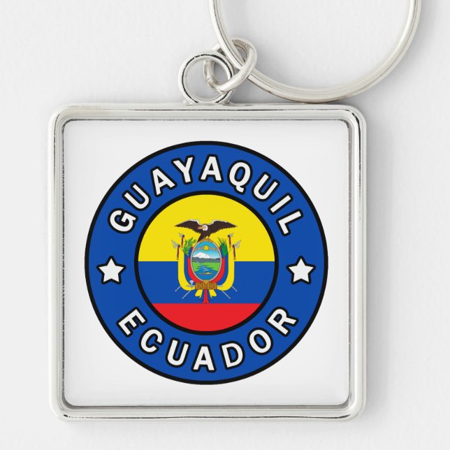 Guayaquil Ecuador Fyrkantig Silverfärgad Nyckelring (Framsidan)