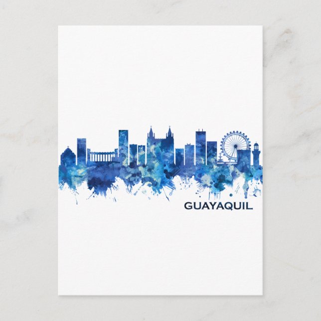 Guayaquil Ecuador Skyline Blue Helg Vykort (Framsida)