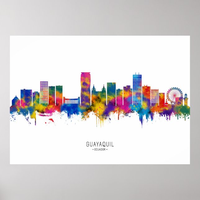 Guayaquil Ecuador Skyline Poster (Framsidan)