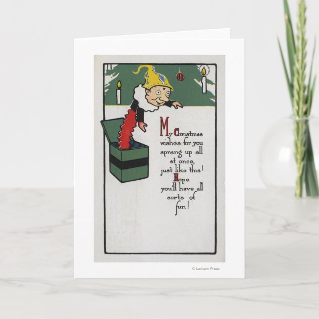 Gubben i lådan som överför julönskemål helgkort (Framsida)