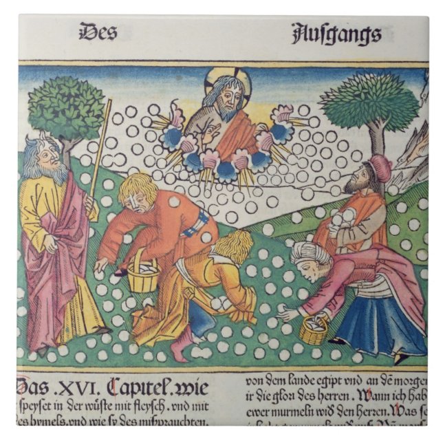 Gud 13-22 för utflyttning 16 ger quail och mannaen kakelplatta (Framsidan)