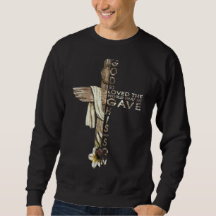 Gud älskade världen John 316 Bible Verse Kristus Lång Ärmad Tröja