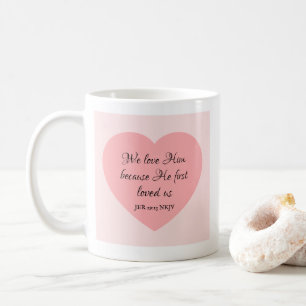 Gud älskar dig Bibelvers Rosa rött hjärta Enkel Kaffemugg