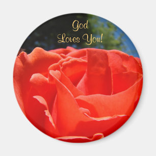Gud älskar dig! knappar Röd Ros Tro Välsignelser Magnet