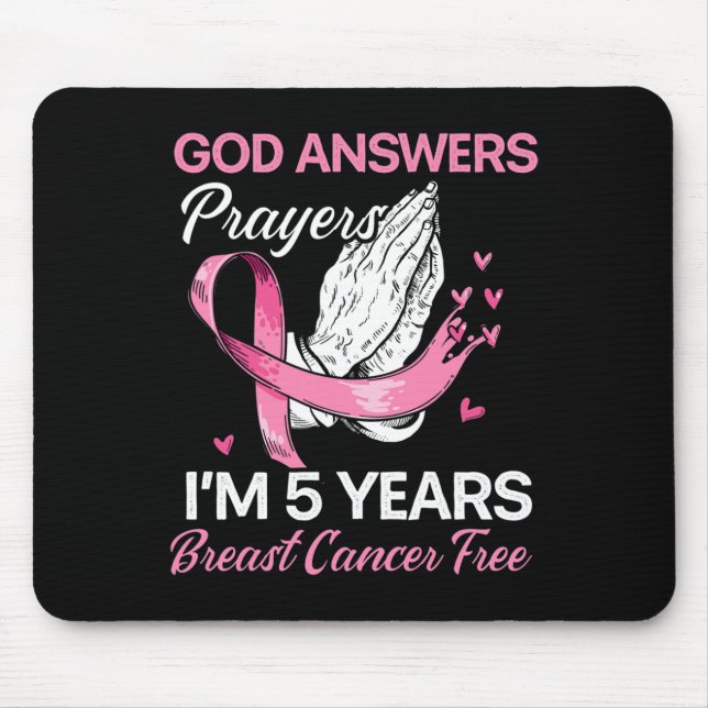 Gud Answers Prayers Bröstcancer överlevande Christ Musmatta (Framsidan)