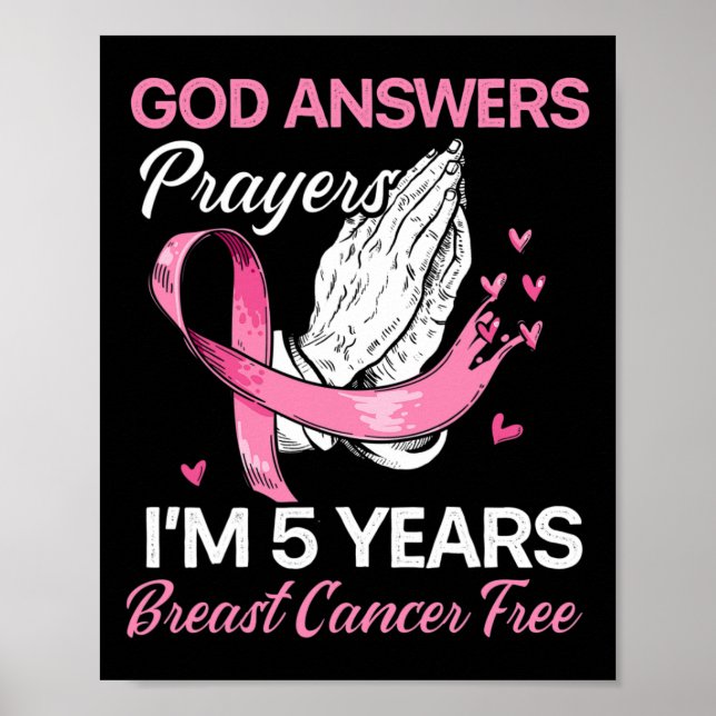 Gud Answers Prayers Bröstcancer överlevande Christ Poster (Framsidan)