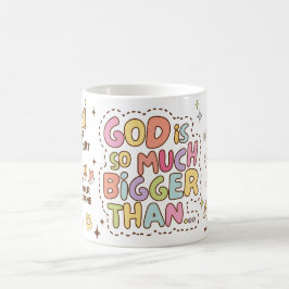 Gud är Bigger Motivational Christian Illustration Kaffemugg