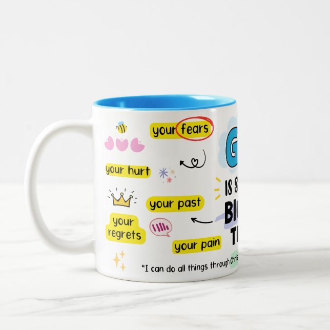 Gud är Bigger Mugg, Bible Verse Mugg, C Två-Tonad Mugg (Vänster)
