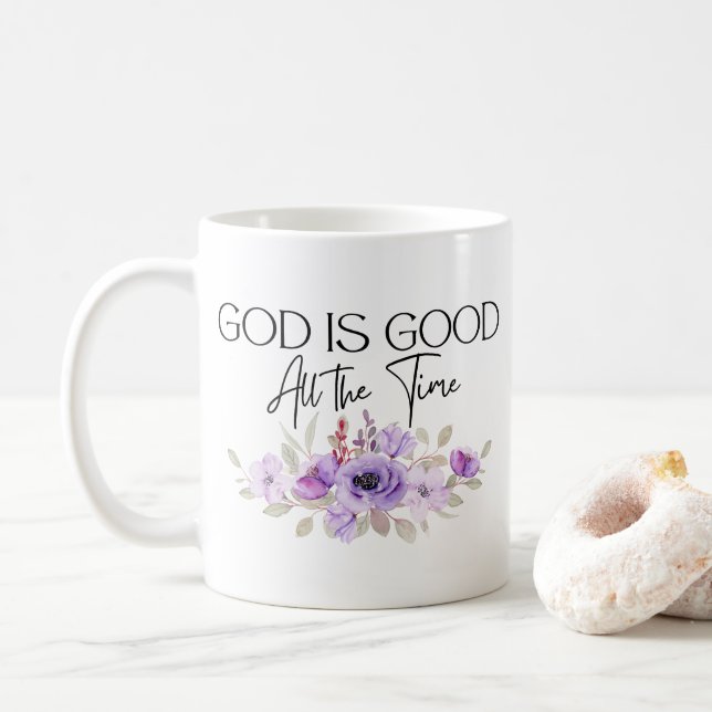 Gud är Bra All Time Christian Quote Flower Kaffemugg (Med munk)