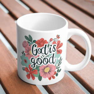 Gud är Bra Blommigt Kaffemugg