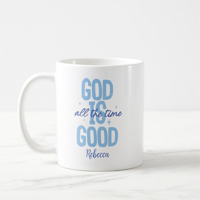 Gud är Bra Personlig Namn Kaffemugg (Vänster)