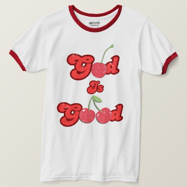 Gud är bra retro cherry T unisex T Shirt (Design framsida)