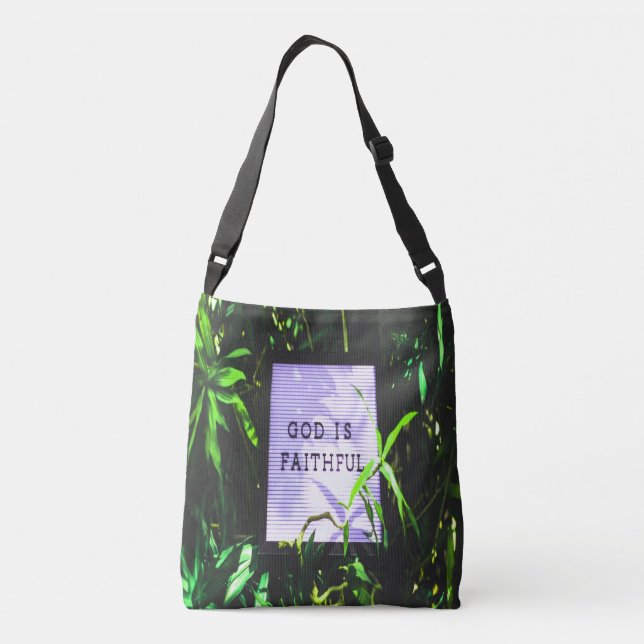 Gud är Faithar Christian Inspirational Axelväska (Baksida)