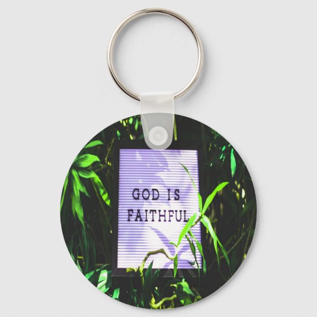 Gud är Faithar Christian Inspirational Nyckelring (Framsida)