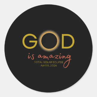 Gud är Fantastisk Total Solar Eclipse April 8 2024 Runt Klistermärke