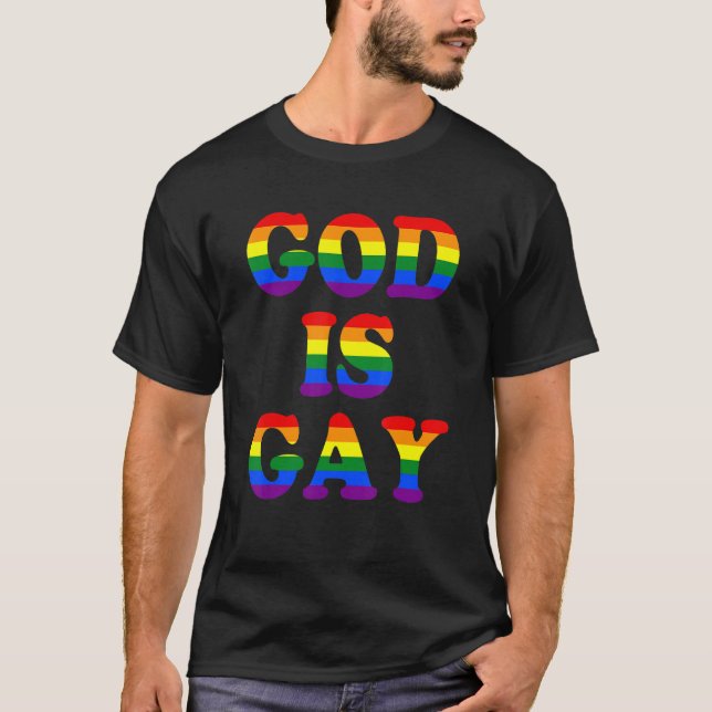 Gud är Gay LGBT T Shirt (Framsida)