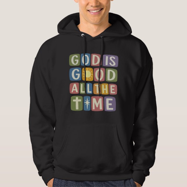 Gud är god Alltid Retro tro Hoodie (Framsida)