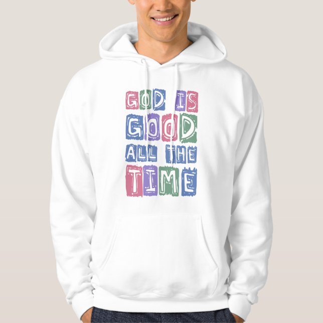 Gud är god Alltid Retro tro Hoodie (Framsida)