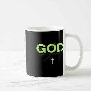 Gud är god grön och vit typografisk kristen kaffemugg