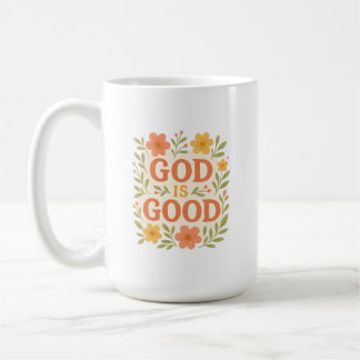 Gud är god kristen trosblomma citat kaffemugg
