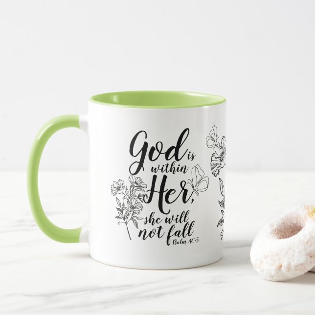 Gud är i hennes psalm 46:5 Bible Verse Gift Mugg (Med munk)