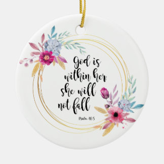 Gud är i hennes psalm 46:5 julgransprydnad keramik