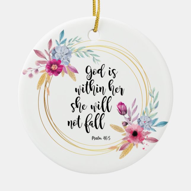 Gud är i hennes psalm 46:5 julgransprydnad keramik (Framsidan)