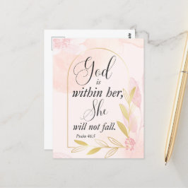 Gud är i hennes Psalm 46:5 Rosa botaniskt Vykort