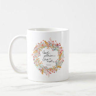 Gud är i hennes Psalms 46:5 Bible Verse-citat Kaffemugg