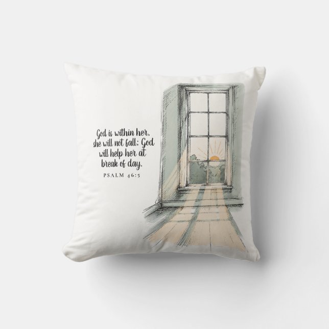 Gud är inom henne, hon ska inte falla - Psalm 46:5 Kudde (Framsida)