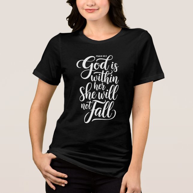 Gud är inom henne Psalm 46:5 Kristna T Shirt (Framsida)