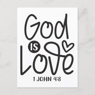 Gud är kärlek. 1 John 4:8 Bible Scripture Vykort