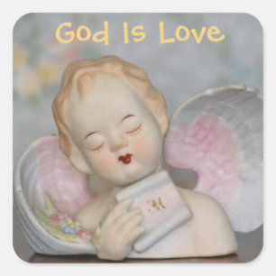 Gud är Kärlek Angel Sticker Fyrkantigt Klistermärke