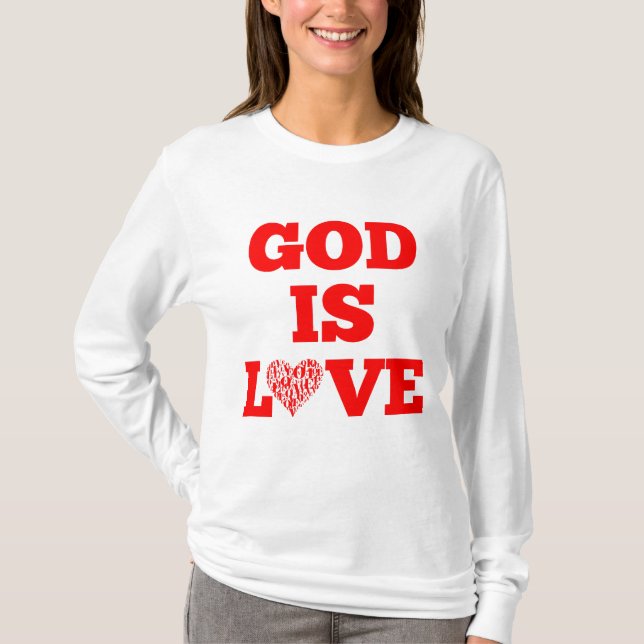 Gud är Kärlek bibelcitat för kvinnor T Shirt (Framsida)