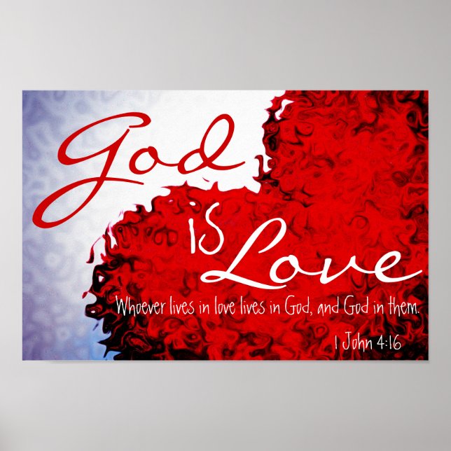 Gud är Kärlek Bible Verse 1 John 4:16 Poster (Framsidan)